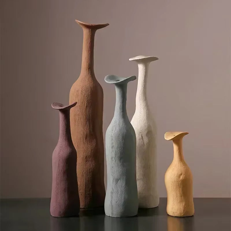 Nordic Handmade Ceramic Flower Vase Textural Design for Modern Luxury Home Decor Elegant Decoration for Living Room Office