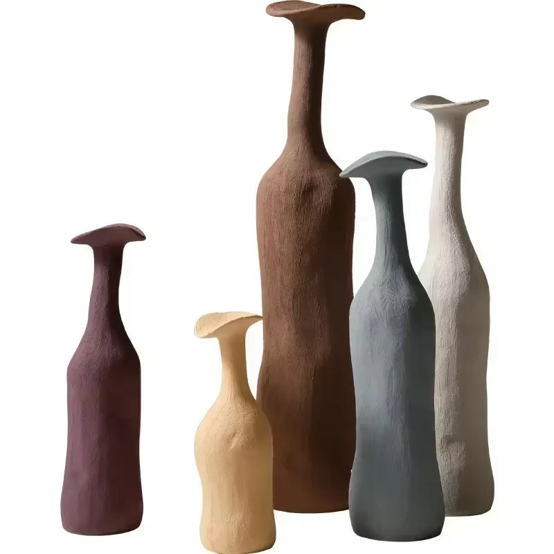Nordic Handmade Ceramic Flower Vase Textural Design for Modern Luxury Home Decor Elegant Decoration for Living Room Office