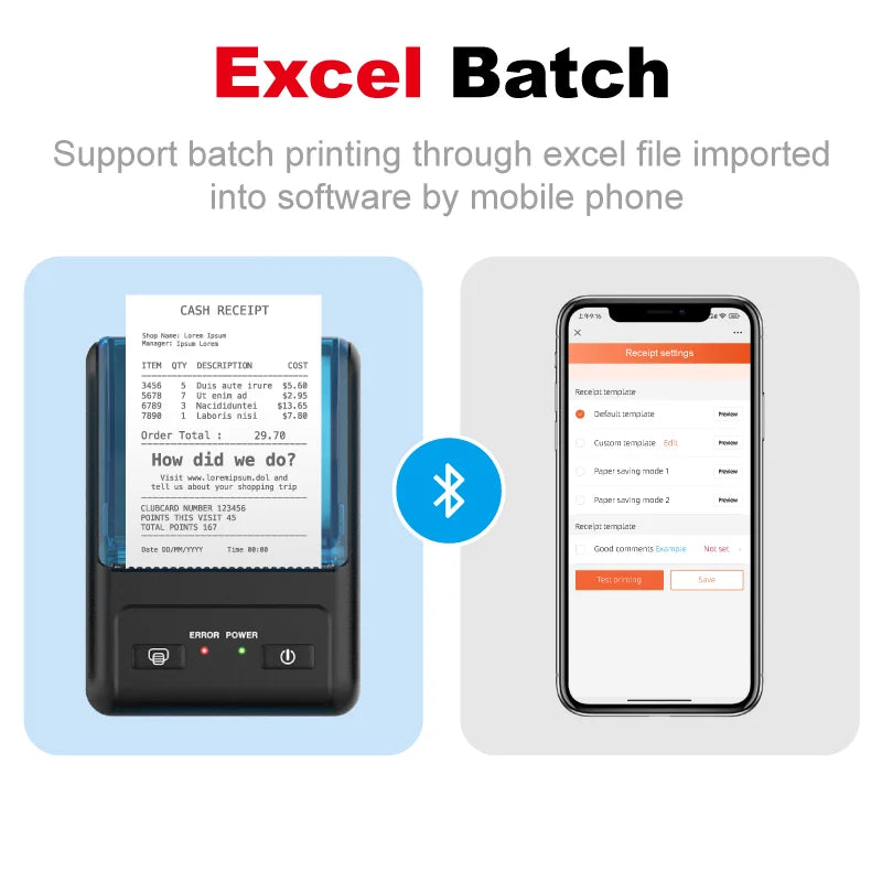 Portable Thermal Printer Bluetooth Receipt Bill 58Mm Mini Wireless Android Mobile Thermal Printer Impresora