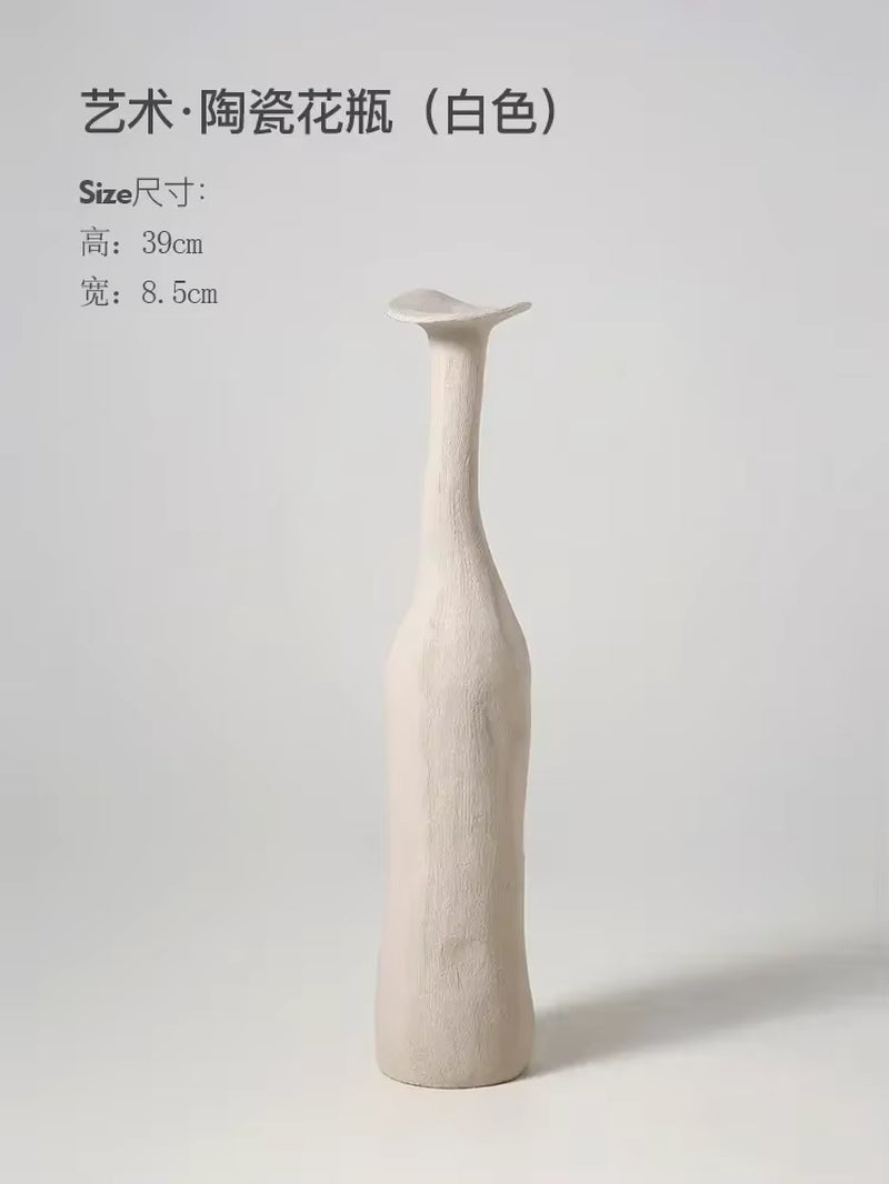 Nordic Handmade Ceramic Flower Vase Textural Design for Modern Luxury Home Decor Elegant Decoration for Living Room Office