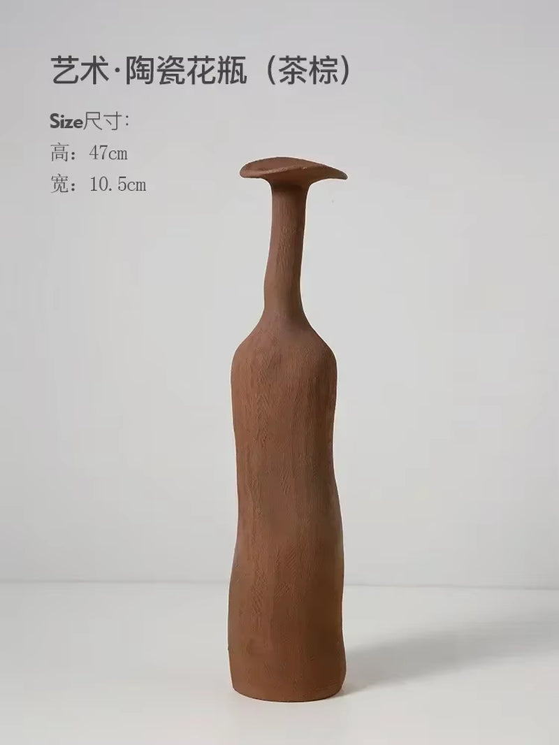 Nordic Handmade Ceramic Flower Vase Textural Design for Modern Luxury Home Decor Elegant Decoration for Living Room Office