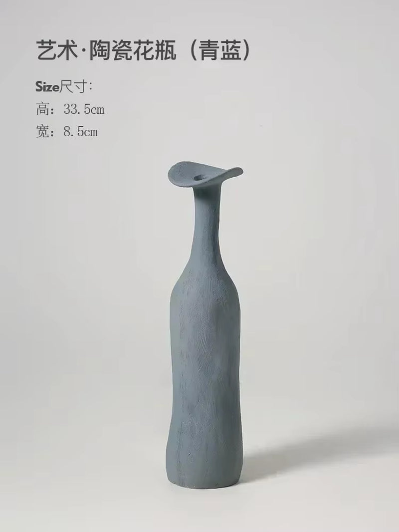 Nordic Handmade Ceramic Flower Vase Textural Design for Modern Luxury Home Decor Elegant Decoration for Living Room Office
