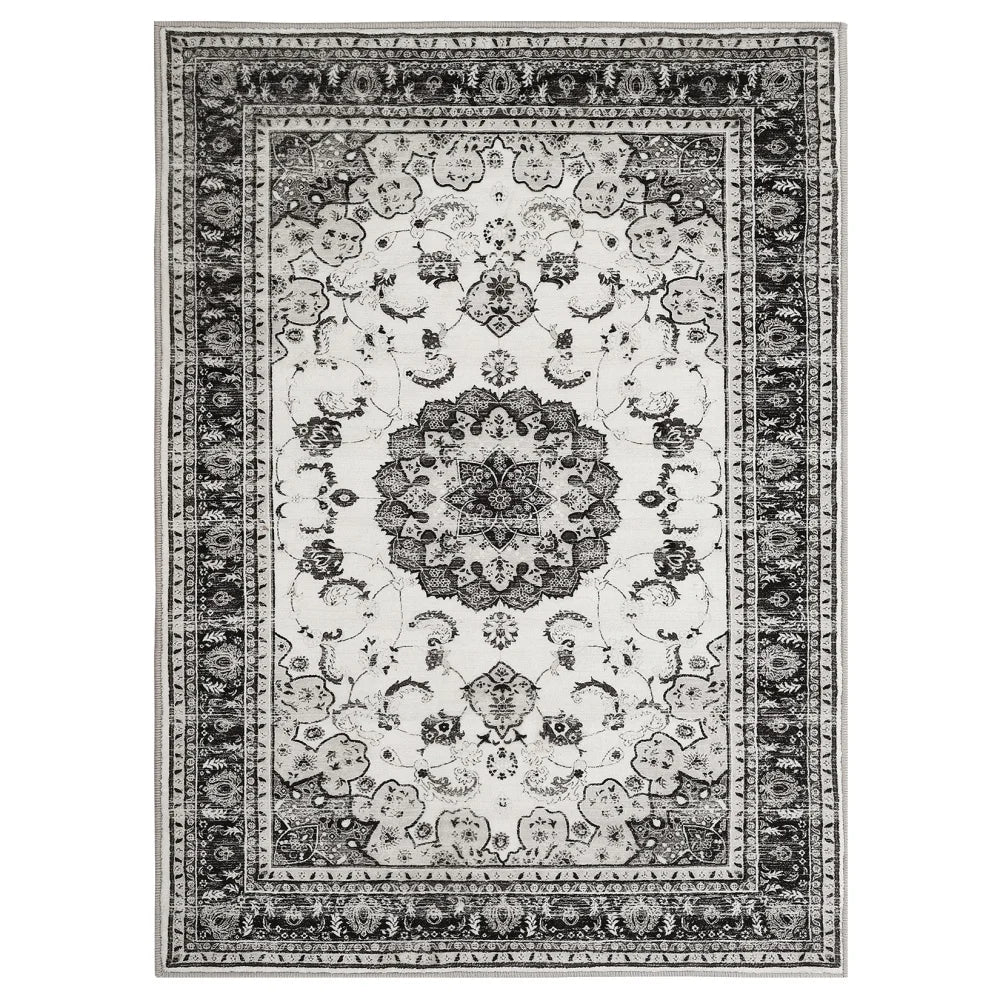 Washable Vintage 5X7 Area Rug for Living Room Floral Design Rugs for Bedroom Indoor Print Carpet for Dining Room Entryway