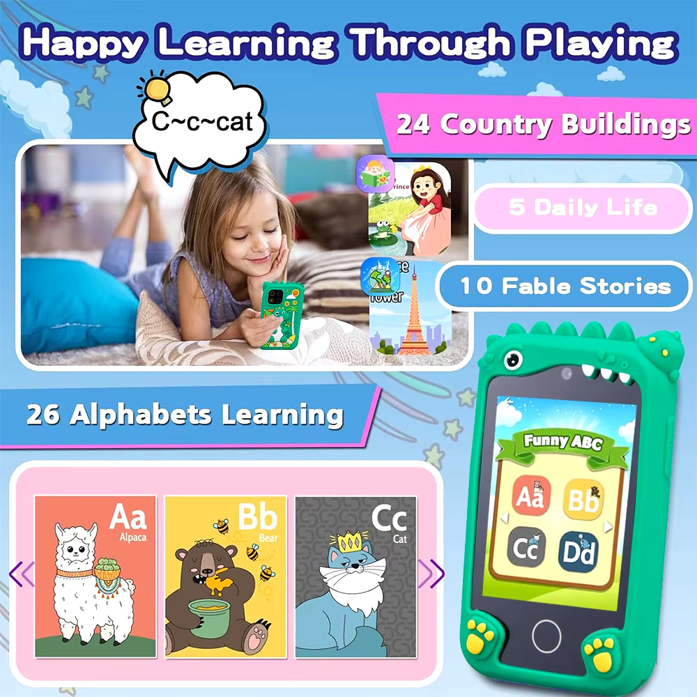 Kids Smart Educational Toys Musci Player Learning Selfie Toddler Phone for Children Age 3-12 Best Christmas Birthday Gifts