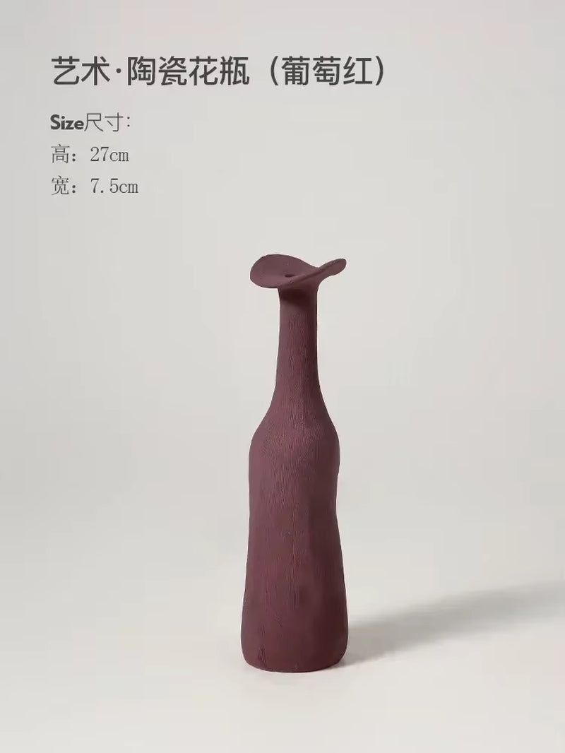Nordic Handmade Ceramic Flower Vase Textural Design for Modern Luxury Home Decor Elegant Decoration for Living Room Office