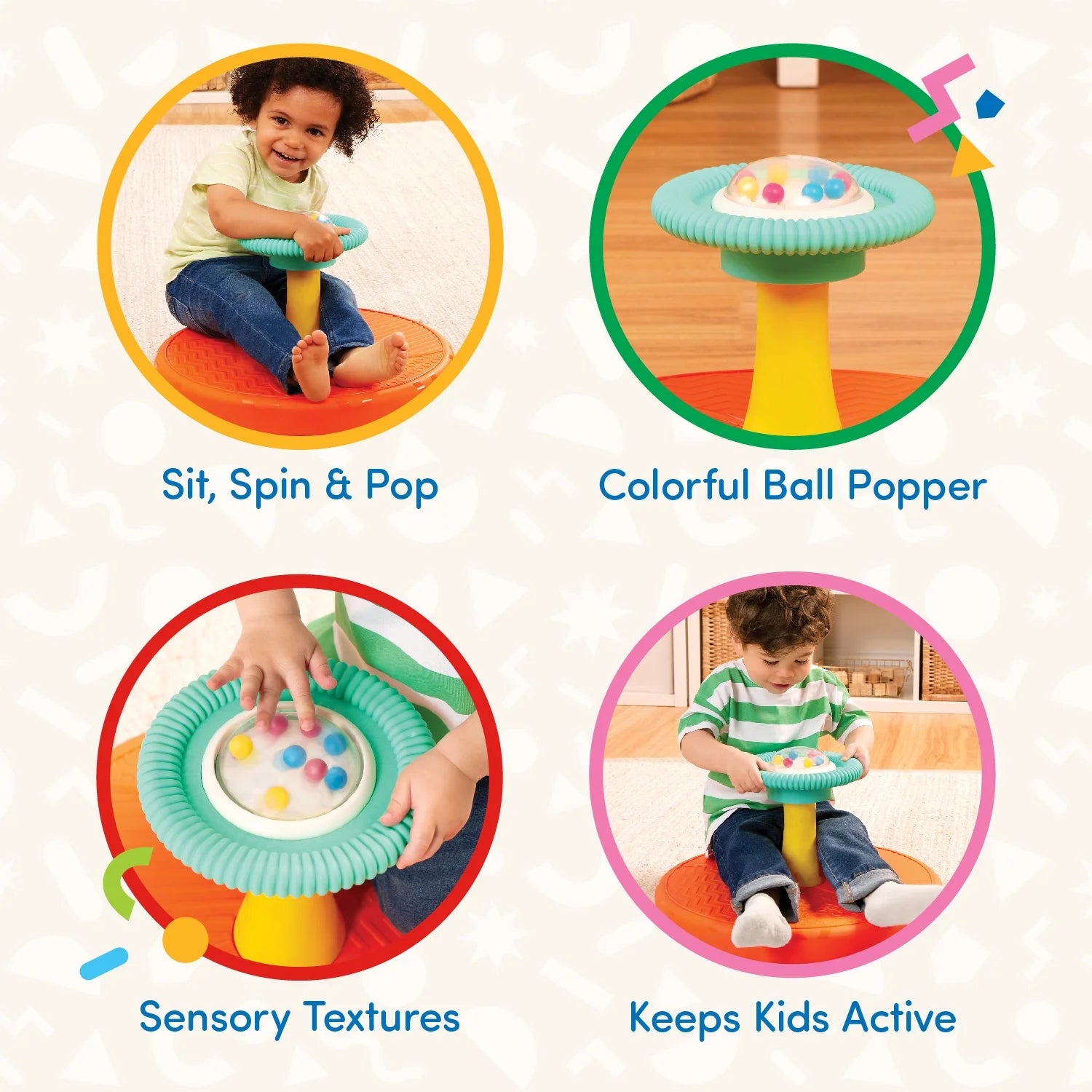 Twist & Spin Activity Toy 3 Pieces with Ball Popper, Toddler 18 Months and Preschool Toys