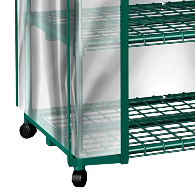 4 Tier Mini Greenhouse - Portable Greenhouse with Locking Wheels and PVC Cover for Indoor or Outdoor - 27 X 19 X 63-Inch Green House by