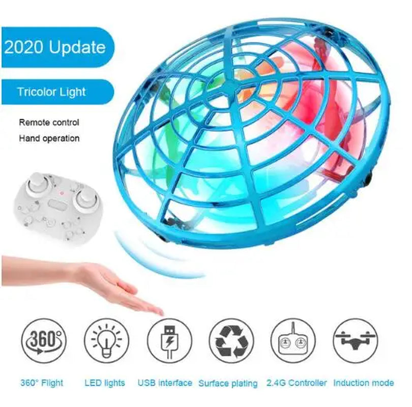 Mini RC UFO Drone with LED Light Gesture Sensing Electric Flying Quadcopter Anti-Collision Induction Dron Toys for Children
