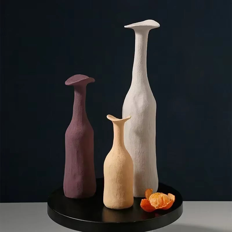 Nordic Handmade Ceramic Flower Vase Textural Design for Modern Luxury Home Decor Elegant Decoration for Living Room Office