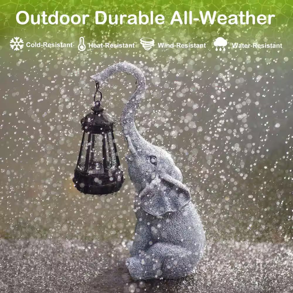 Elephant Statue with Solar Lantern - Garden Statues Yard Decor, Unique Birthday/Christmas Gifts for Women/Mom/Daughter