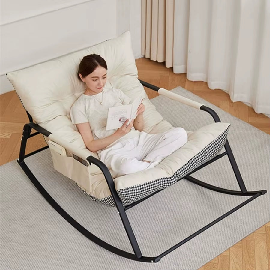 Comfortable Oversized Bird'S Nest Design for Outdoor Terrace Rocking Chairs, Rattan Rocking Chairs with Cushions, Cushioned Loun