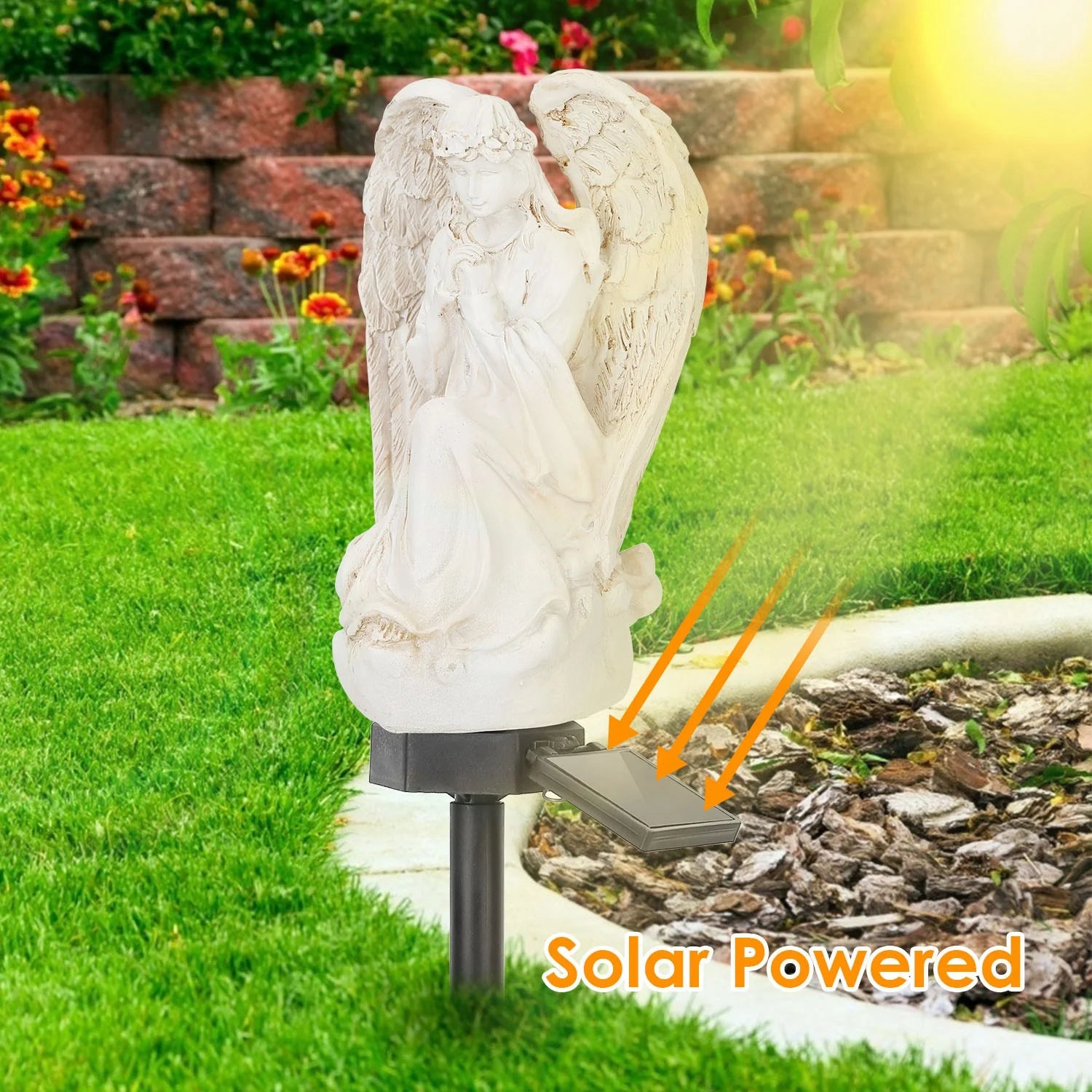 LED Solar Praying Angel Statue Decoration Angel Garden Light IP65 Waterproof Outdoor Decor for Yard Walkway Patio
