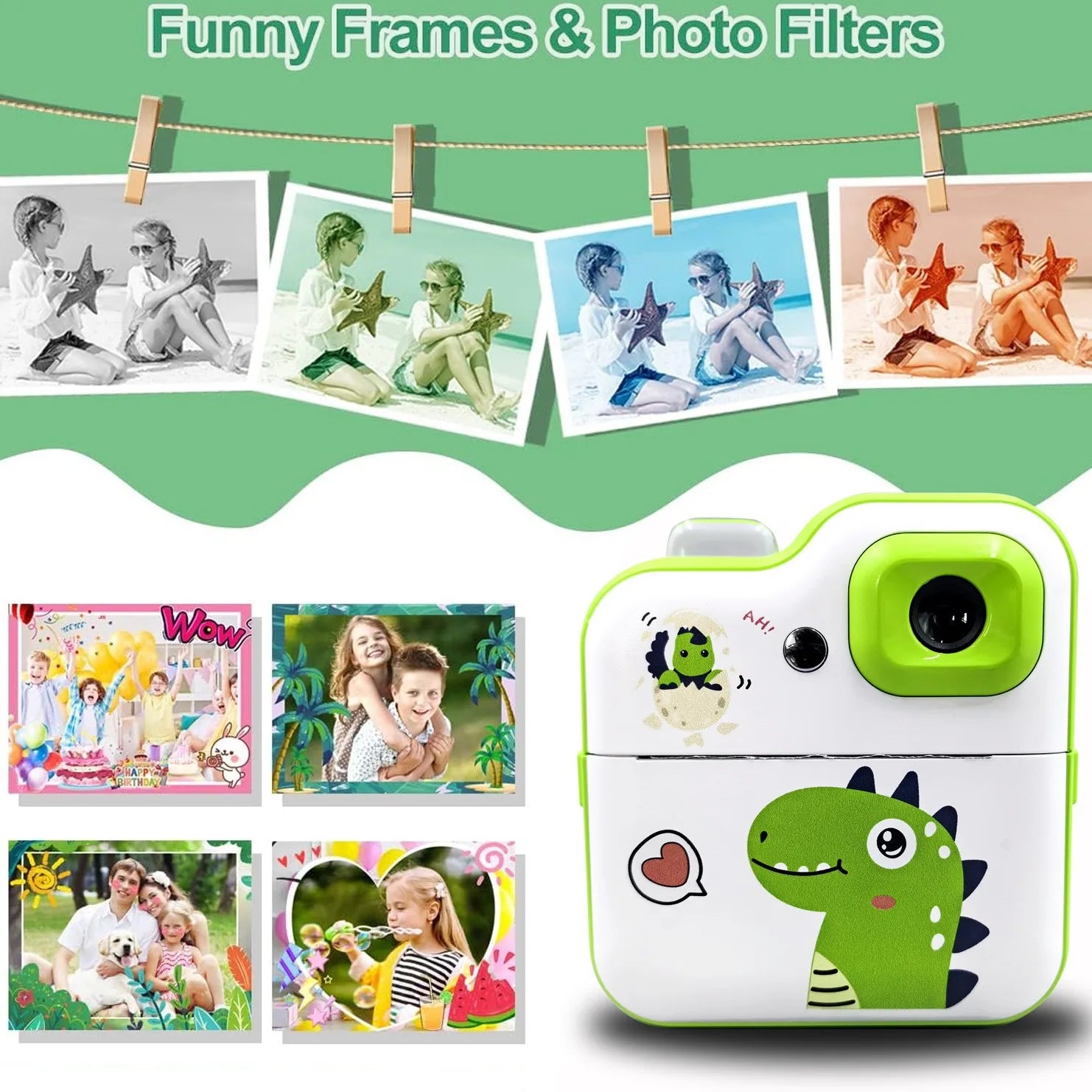 Kids Instant Print Camera Toys 1080P HD Kids Digital Camera Instant Photo Printing Camera Video Toys Picture Printer Toys Gifts