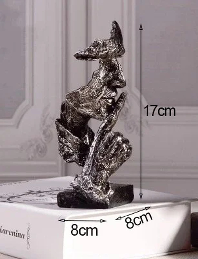 Bronze Silence Is Golden Statue Ornaments Abstract Figure Sculpture Resin Crafts Creative Interior Home Decor Modern Figurines