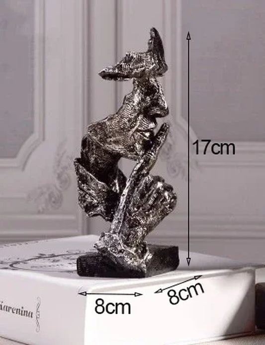 Bronze Silence Is Golden Statue Ornaments Abstract Figure Sculpture Resin Crafts Creative Interior Home Decor Modern Figurines