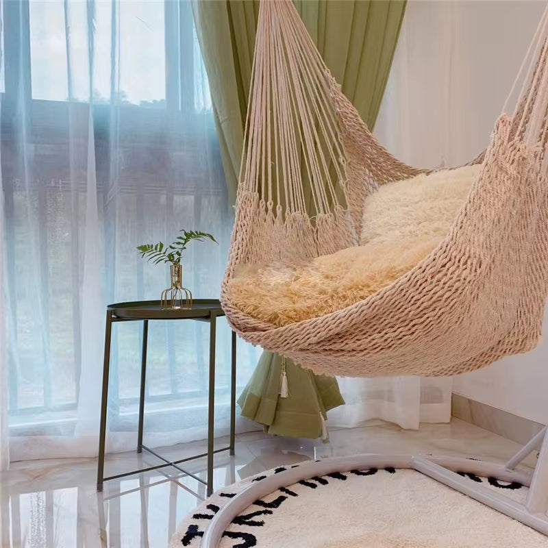 Nordic Style White Hammock Swing Home Garden Hanging Hammock Chair Outdoor Indoor Dormitory Swing Hanging Chair for Child Adult