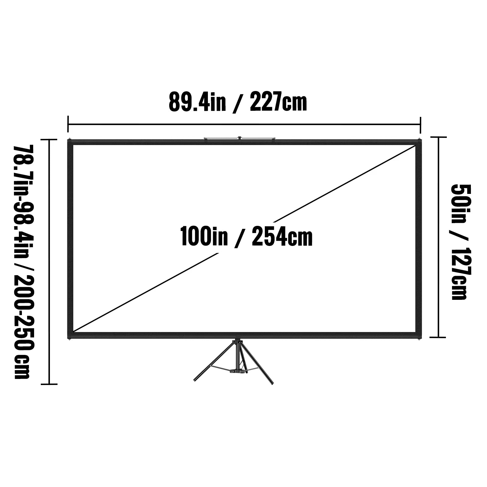 100 Inch Tripod Projector Screen with Stand 16:9 4K HD Portable Projection Home Cinema for Indoor & Outdoor Projection