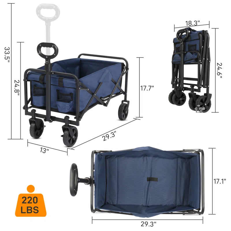 29.3'' W Garden Cart Portable Collapsible Utility Wagon