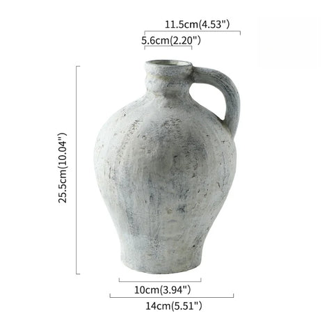 Retro and Nostalgic Handmade Ceramic Vases 25.5CM High Handmade Style Flower Vase Dried Flowers Decorative Home Decoration