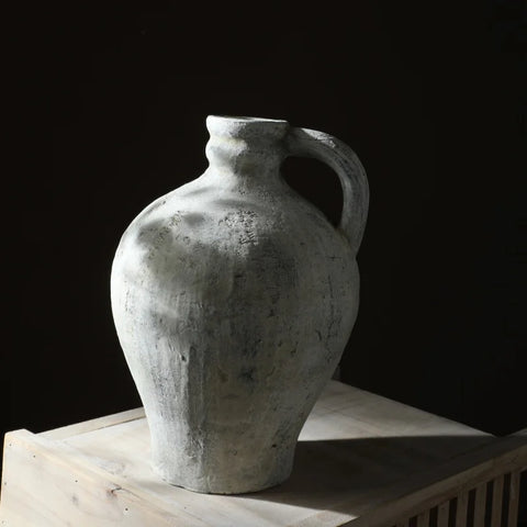 Retro and Nostalgic Handmade Ceramic Vases 25.5CM High Handmade Style Flower Vase Dried Flowers Decorative Home Decoration