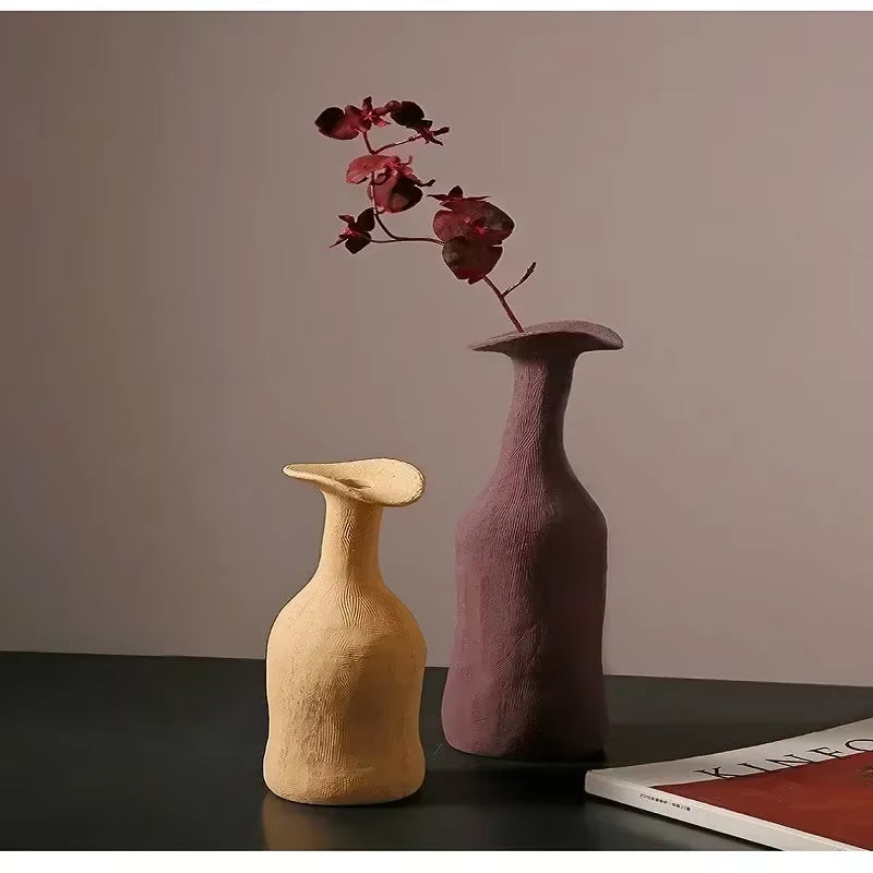 Nordic Handmade Ceramic Flower Vase Textural Design for Modern Luxury Home Decor Elegant Decoration for Living Room Office