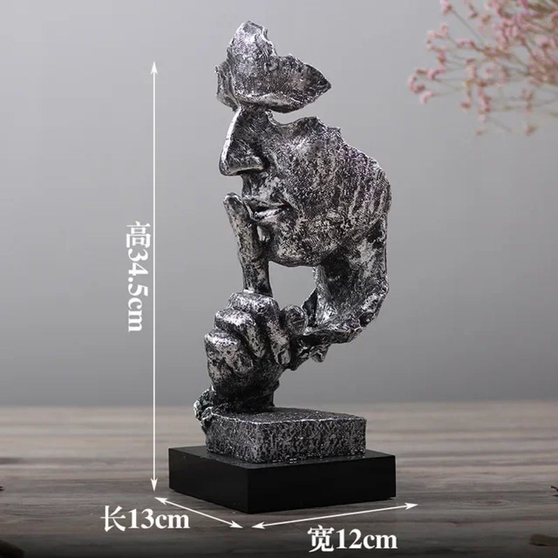 Bronze Silence Is Golden Statue Ornaments Abstract Figure Sculpture Resin Crafts Creative Interior Home Decor Modern Figurines