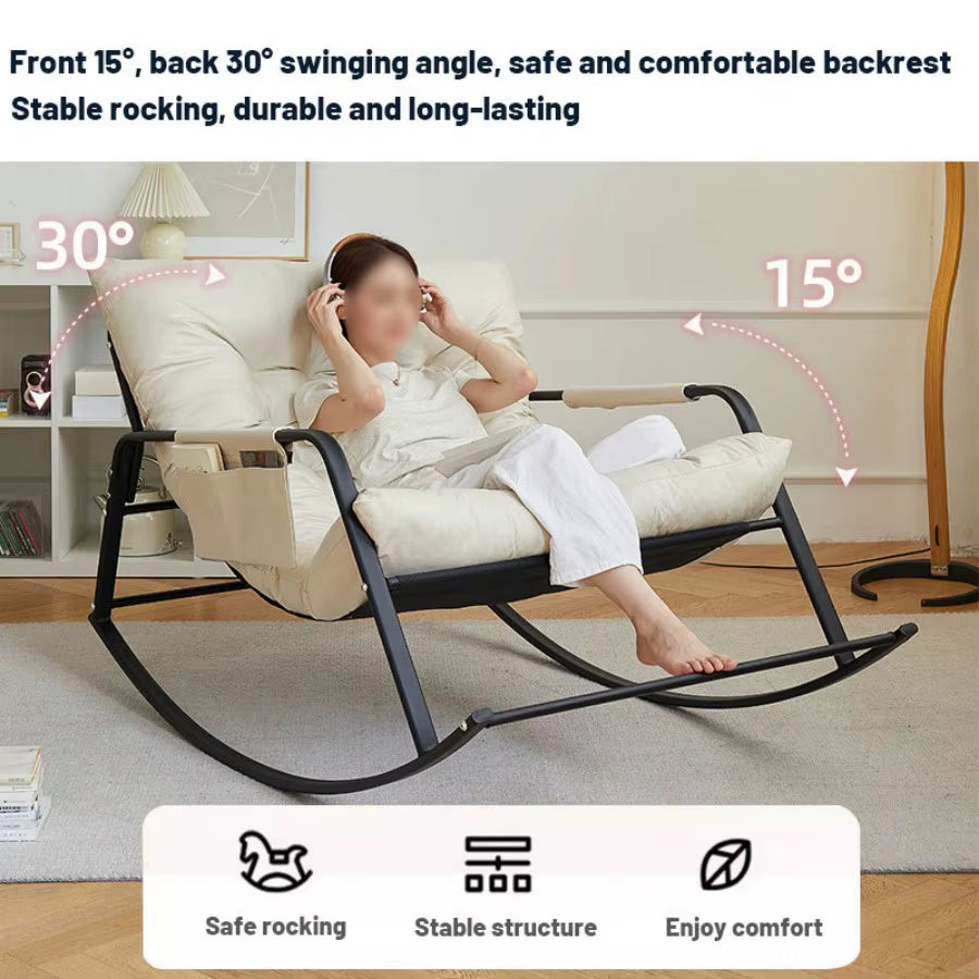 Comfortable Oversized Bird'S Nest Design for Outdoor Terrace Rocking Chairs, Rattan Rocking Chairs with Cushions, Cushioned Loun