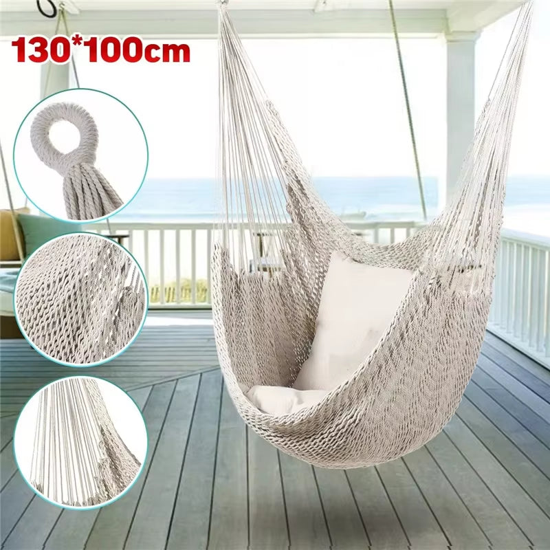 Nordic Style White Hammock Swing Home Garden Hanging Hammock Chair Outdoor Indoor Dormitory Swing Hanging Chair for Child Adult
