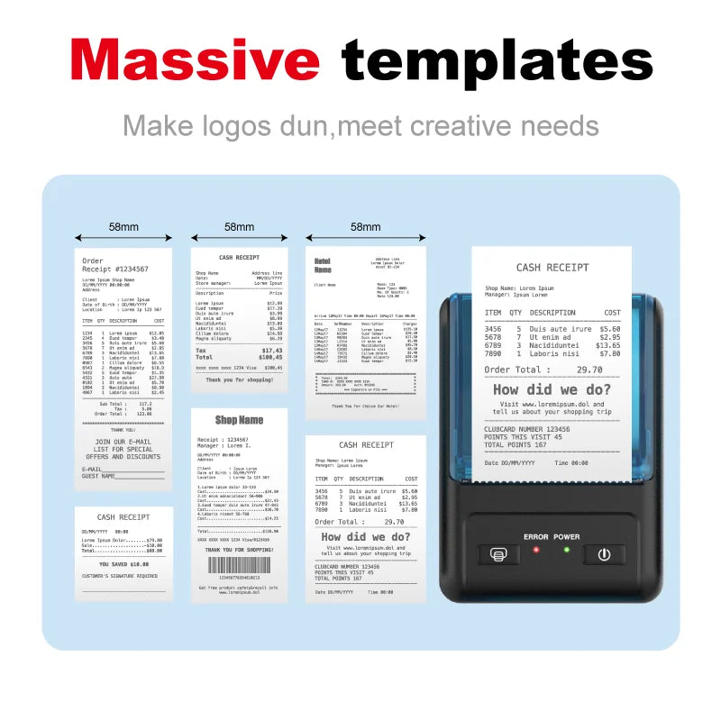 Portable Thermal Printer Bluetooth Receipt Bill 58Mm Mini Wireless Android Mobile Thermal Printer Impresora