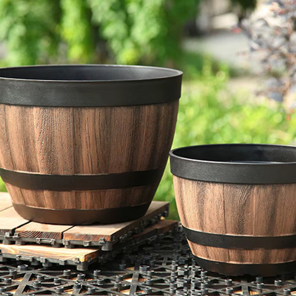 Bucket-Liked Flower Pot Large Capacity Retro Planter for Home and Garden