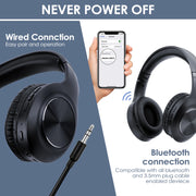 JH-ANC923 Active Noise Cancelling Wireless Headset Foldable Over-Ear Bluetooth Headphones with Mic Hifi Stereo Deep Bass