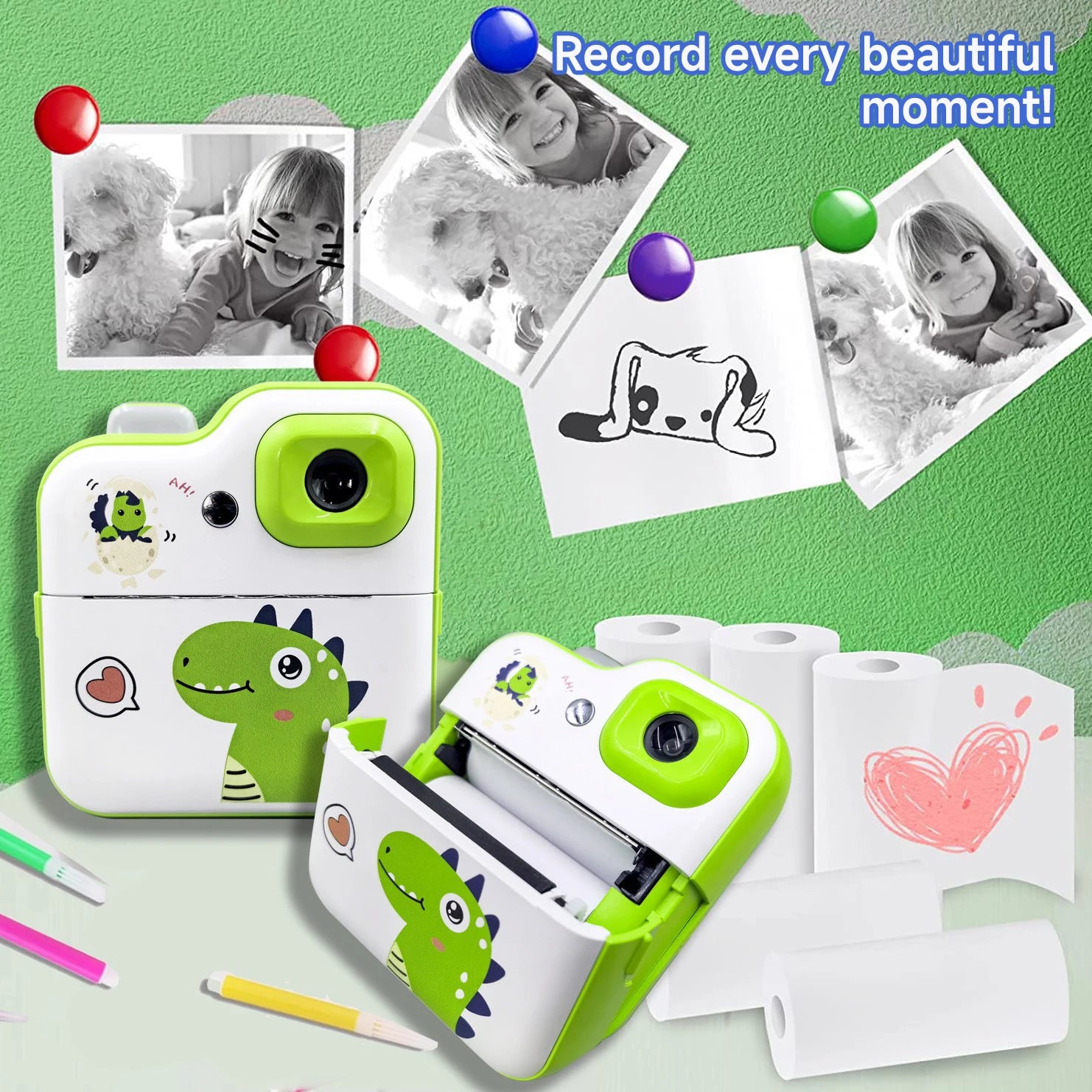 Kids Instant Print Camera Toys 1080P HD Kids Digital Camera Instant Photo Printing Camera Video Toys Picture Printer Toys Gifts