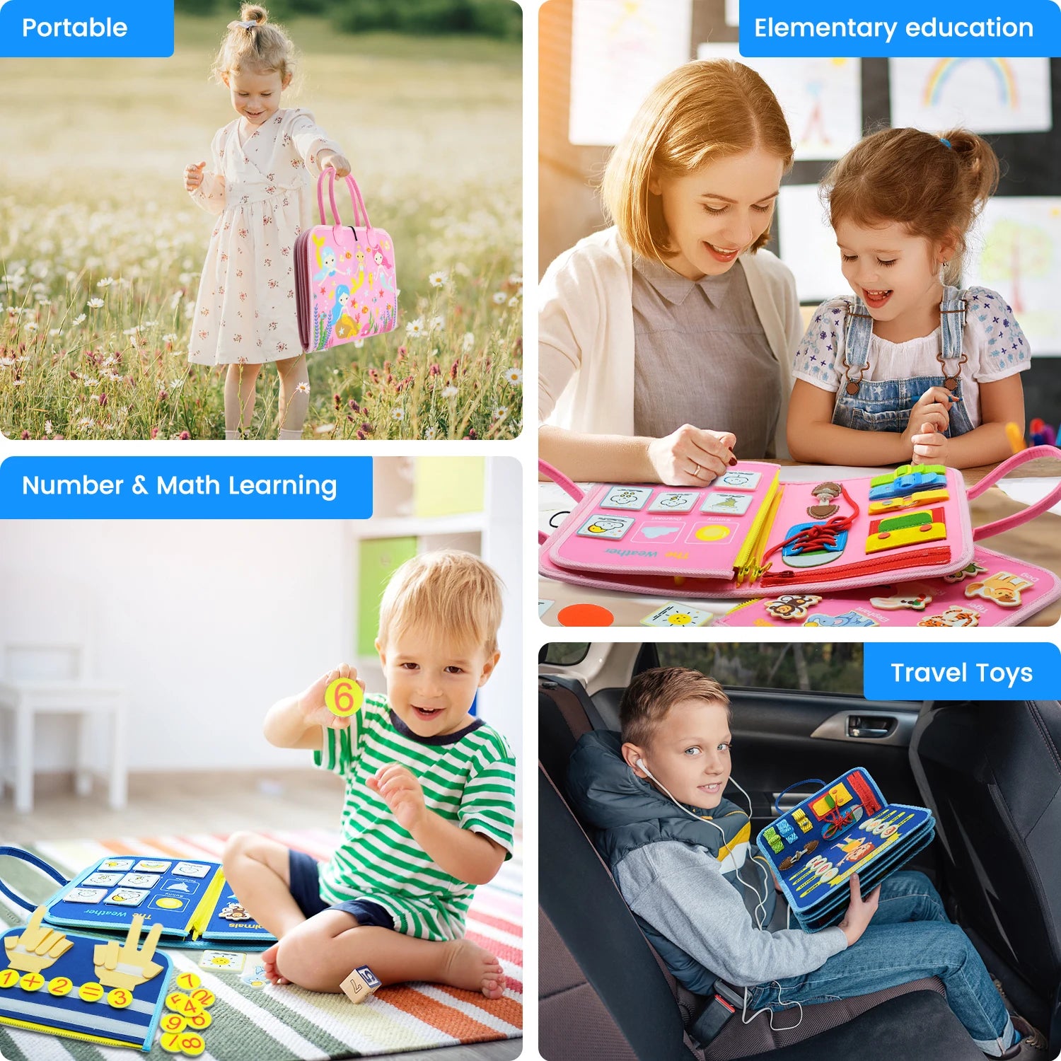 Busy Board Montessori Sensory Toys Autism Educational Travel Toys Preschool Activities Learning Fine Motor Skills for Kids