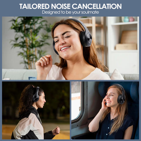 JH-ANC923 Active Noise Cancelling Wireless Headset Foldable Over-Ear Bluetooth Headphones with Mic Hifi Stereo Deep Bass