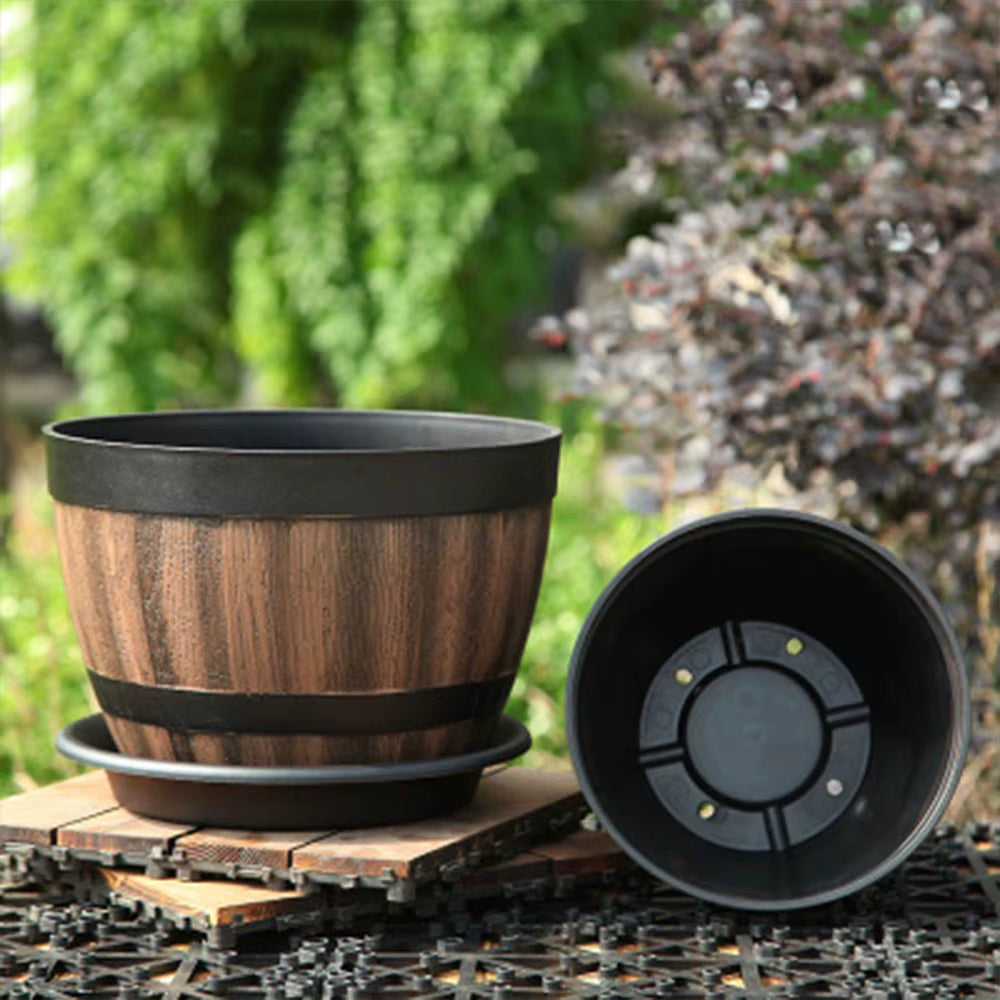 Bucket-Liked Flower Pot Large Capacity Retro Planter for Home and Garden