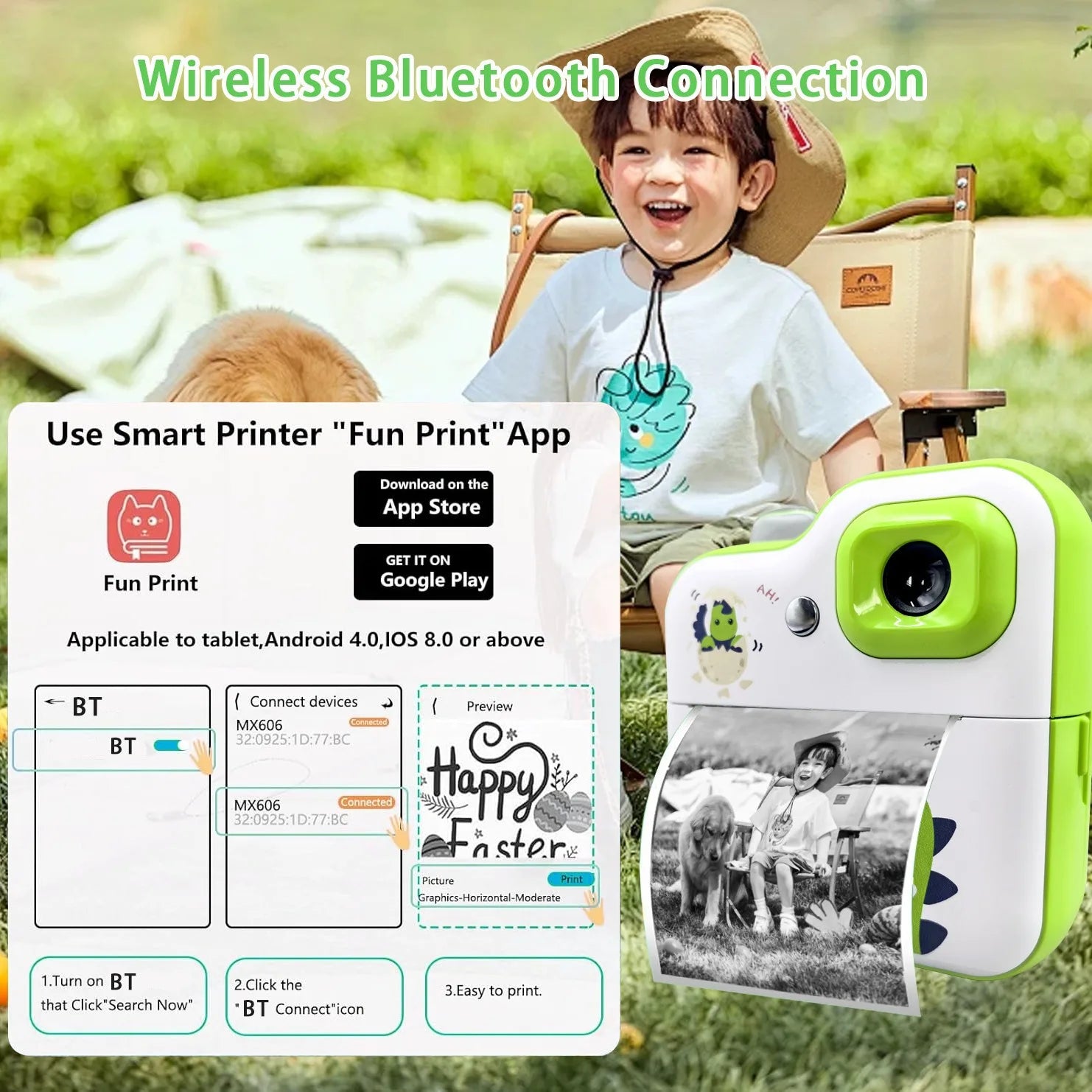 Kids Instant Print Camera Toys 1080P HD Kids Digital Camera Instant Photo Printing Camera Video Toys Picture Printer Toys Gifts