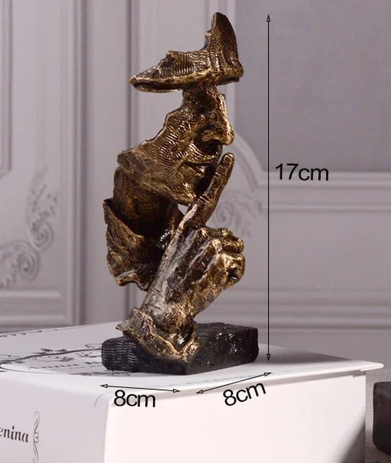 Bronze Silence Is Golden Statue Ornaments Abstract Figure Sculpture Resin Crafts Creative Interior Home Decor Modern Figurines