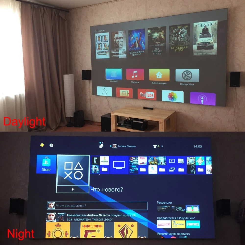 Projector Screen 72 84 100 120 Inch Anti-Light Screen for Home Outdoor Office Portable 3D HD Projection Screen