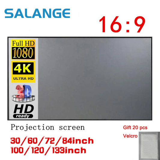 Projector Screen 72 84 100 120 Inch Anti-Light Screen for Home Outdoor Office Portable 3D HD Projection Screen